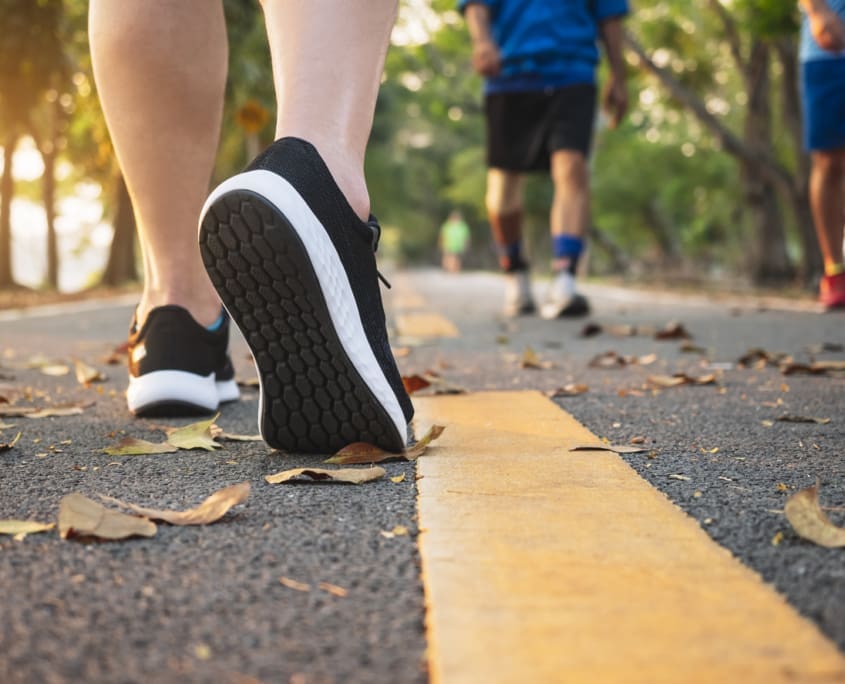 Man walk in park outdoor People exercise healthy lifestyle